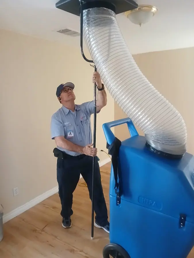 Mini Split Installation technician using HEPA equipment in Travelers Rest